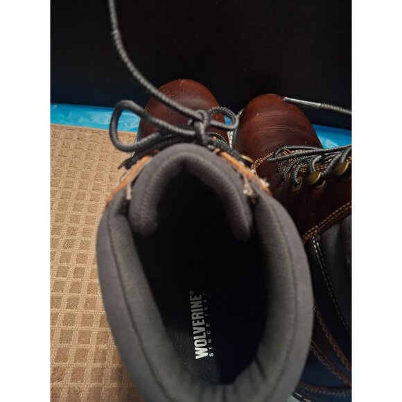New Wolverine Mens Leather Work Boots Size 13M Brown - Picture 5 of 9